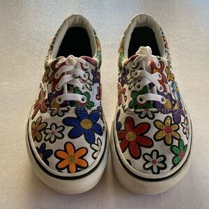 VANS Women’s Floral Glitter Platform Sneakers Size 5.5”